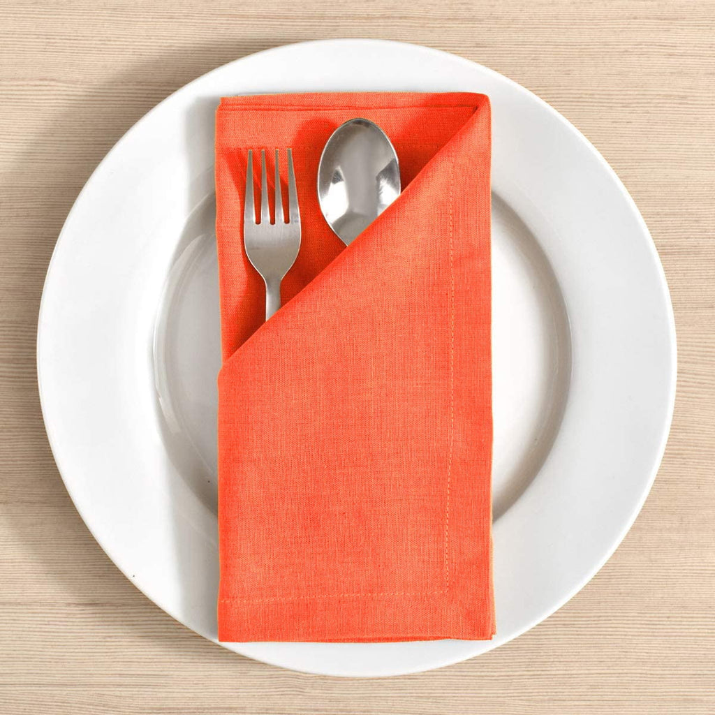 Fingercraft Cloth Napkin, Solid Color Cotton Linen Blend Table Napkins, Soft and Absorbent Fabric, Set of 12, Blush Pink