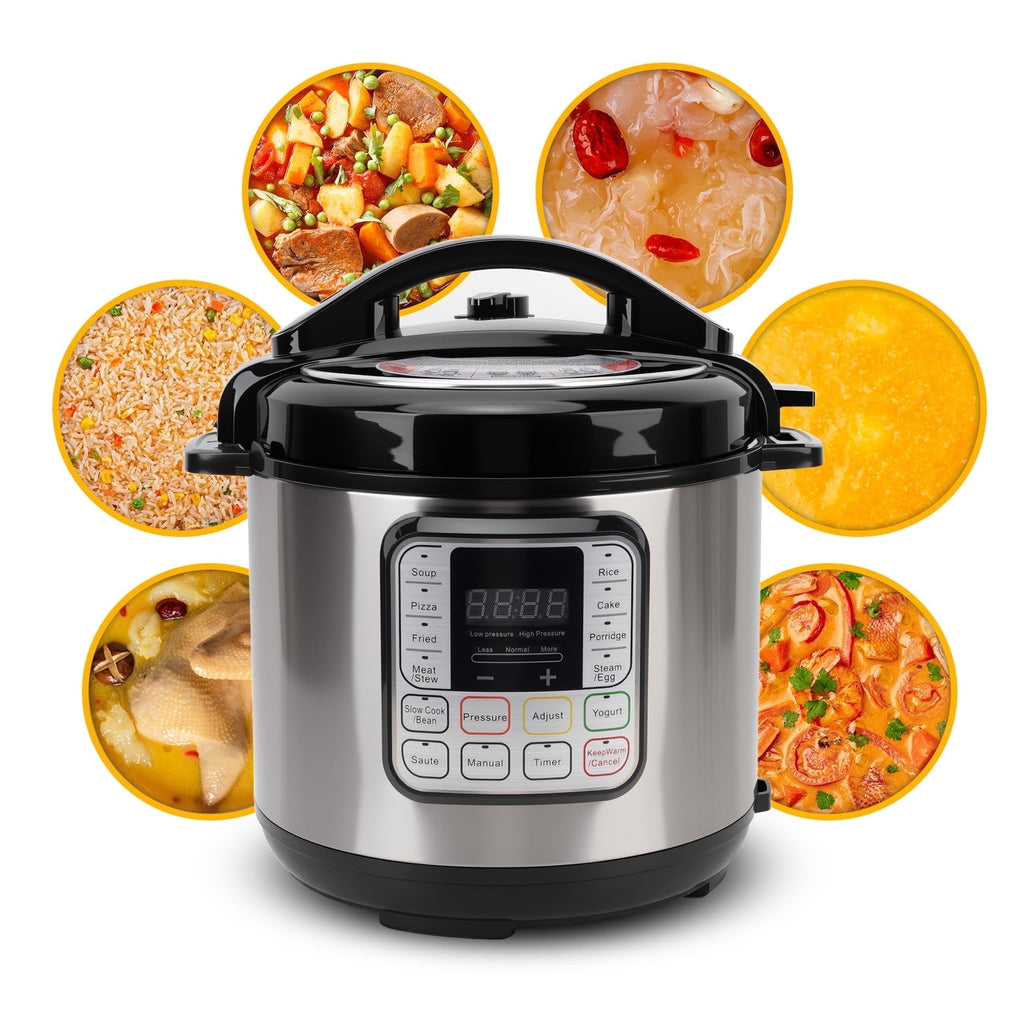 8.5 Quart Electric Pressure Cooker, 16-in-1 Multi-Functional Slow Cooker, Rice Cooker, Saute Pan, Soup Pot, Egg Cooker, Warmer, Preset Cooking, Stainless Steel