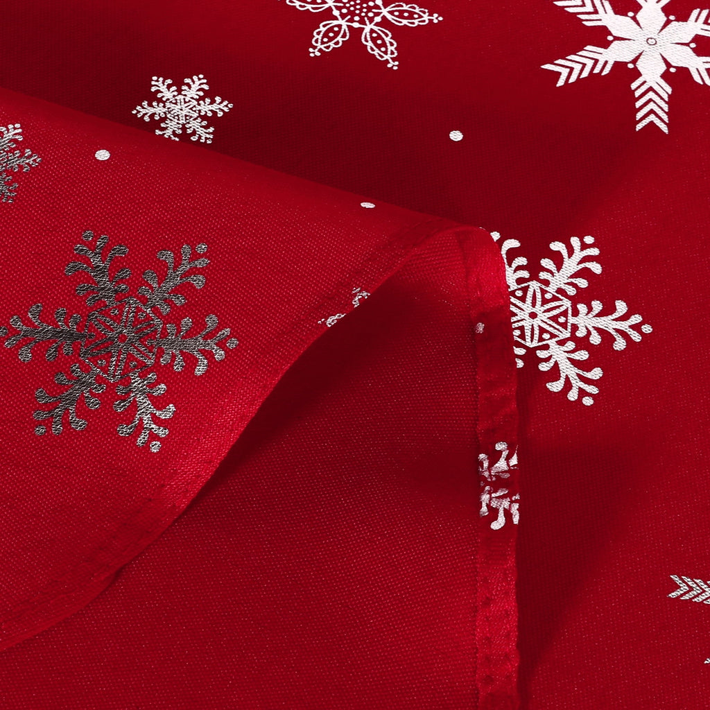 LUSHVIDA Christmas Tablecloth Rectangle -60 x84 inch Snowflake Foil Print Pattern Washable Wrinkle Resistant Holiday Tablecloths for Christmas Family Gathering, Dining Room Table Decoration