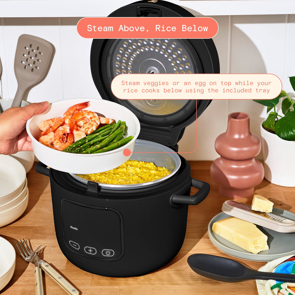 Beautiful 14-Cup Cooked, 6-Cups Uncooked Electric Rice and Grain Cooker, EverGood Ceramic Nonstick Coating, Thyme Green by Drew Barrymore