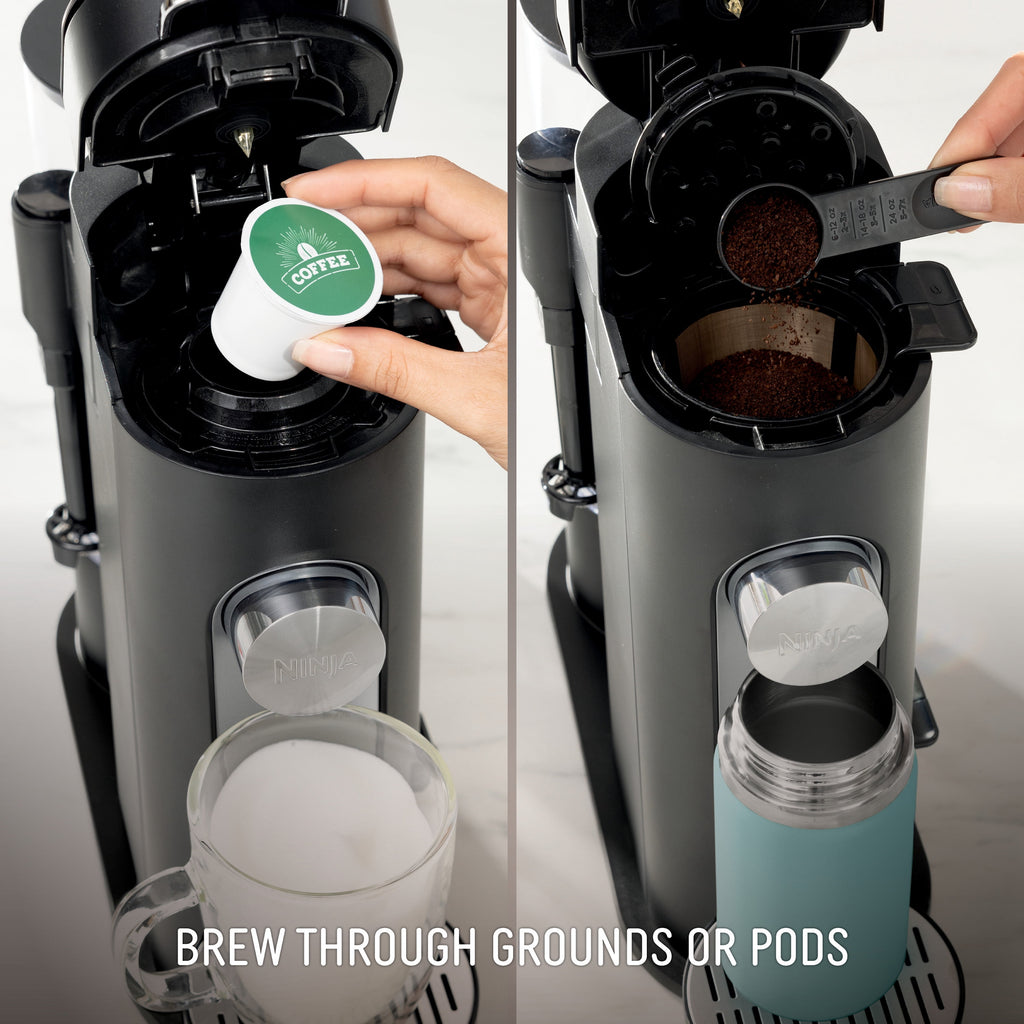 Ninja Pods & Grounds Specialty Single-Serve Coffee Maker, K-Cup Pod Compatible, Built-In Milk Frother, PB051SG, Sage Green