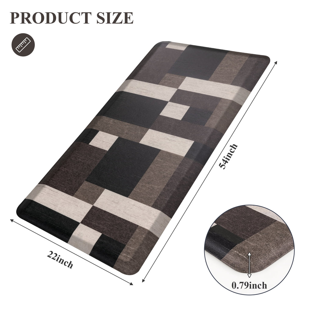 MeyJey 4/5 Inch Thick Anti Fatigue Kitchen Rug 20”x39”, Non Slip Waterproof Floor Mats for Kitchen Sink Laundry Office, Black/Gray