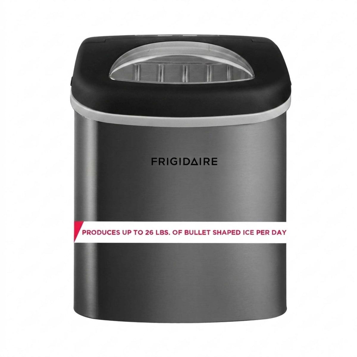 Frigidaire 26 lb Bullet Ice Maker Stainless Steel - compact, high-capacity icemaker producing bullet-shaped ice ideal for kitchens, parties, and entertaining
