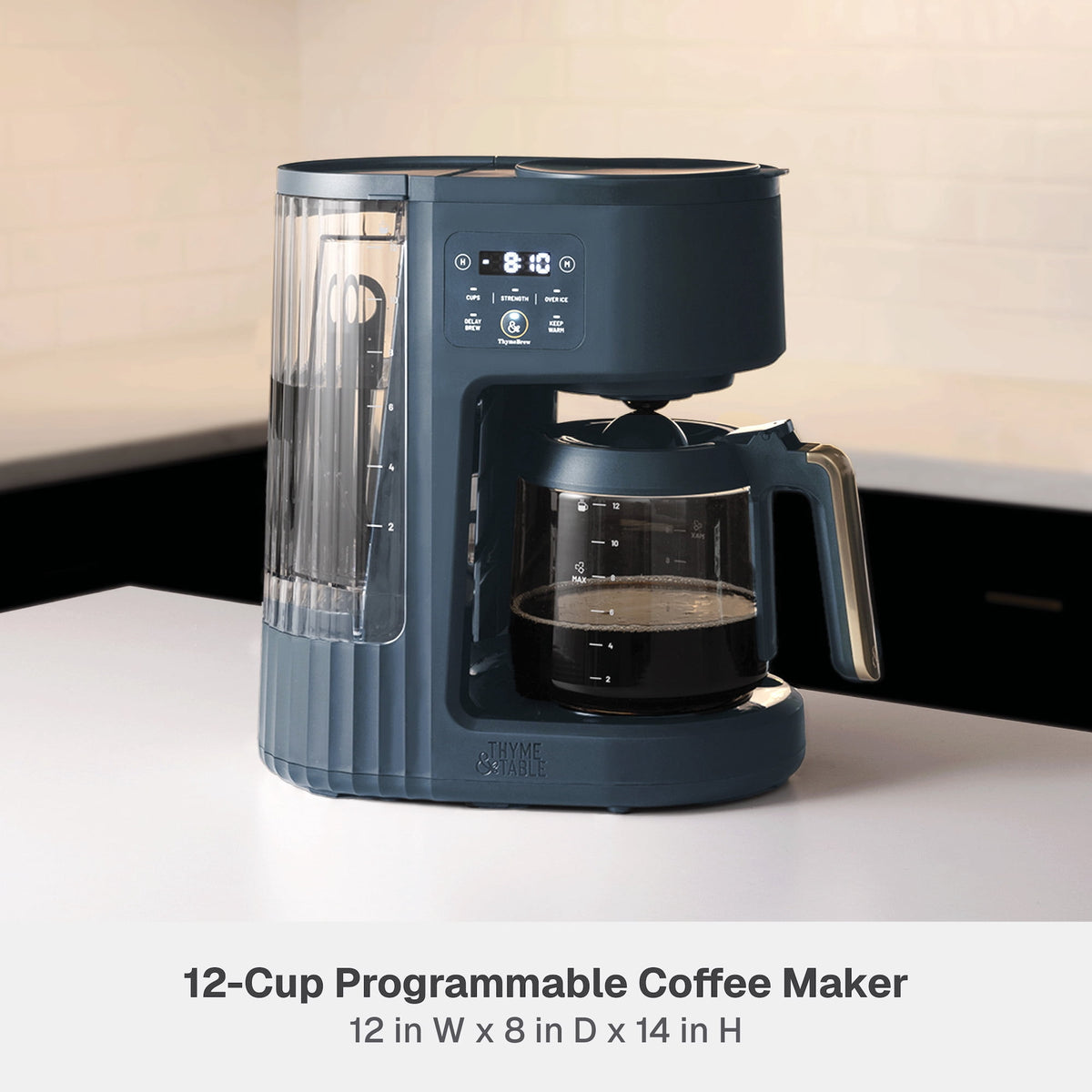Thyme & Table 12-Cup Programmable Drip Coffee Maker, 60oz Water Reservoir, Atlantic Blue