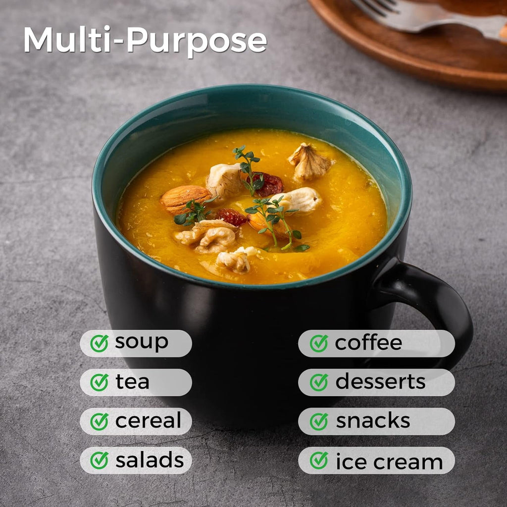 AmorArc 24 oz Soup Mugs with Handles, Jumbo Ceramic Bowls Mugs Set with handles for Coffee Cereal Cappuccino Snacks, Microwave&Dishwasher safe Soup Cups for Meal-Multicolor