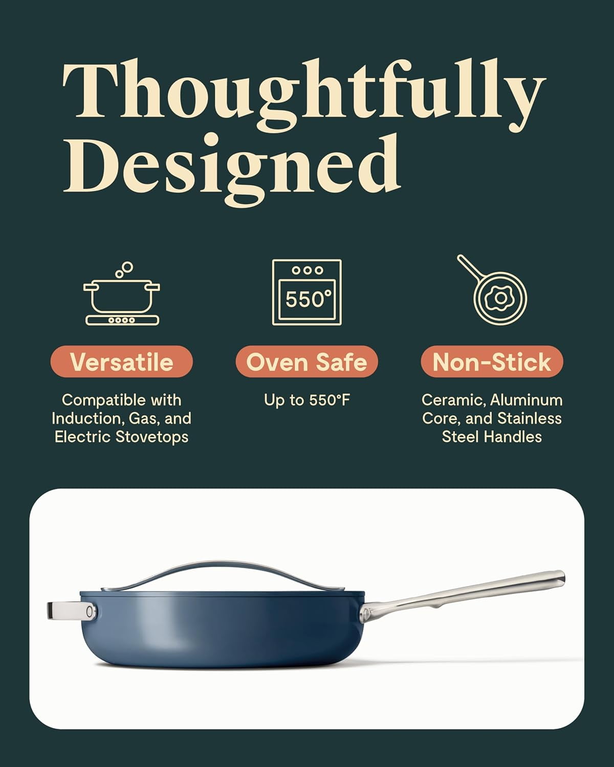 Caraway Ceramic Non-Stick Sauté Pan, 4.5 qt