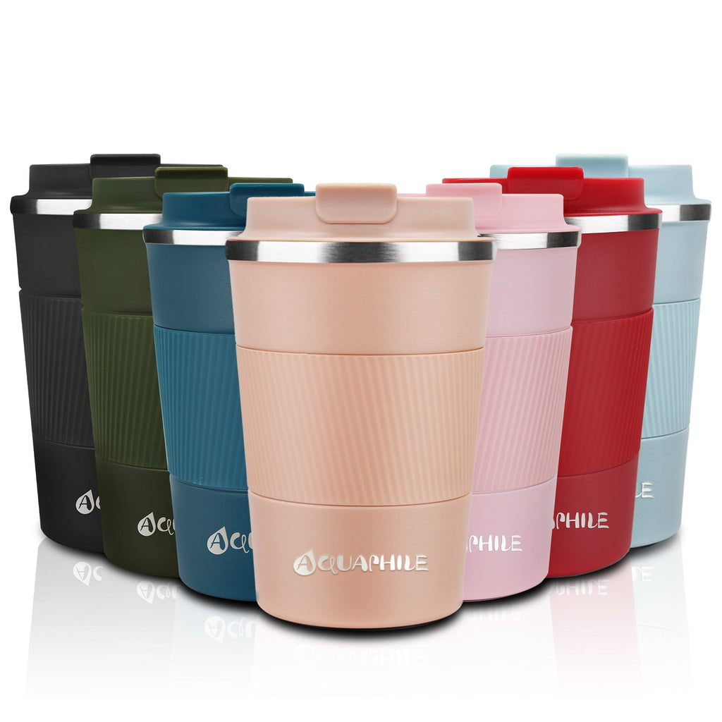 Aquaphile Vacuum Insulated Coffee Travel Mug - Double Walled Reusable Tumbler Cups Light Blue 17 Fluid Ounces