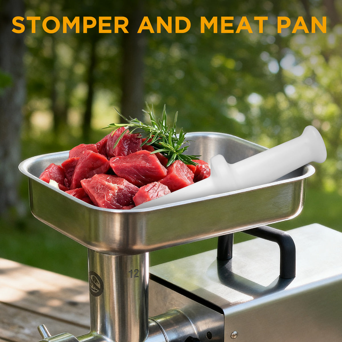Valley Sportsman #8 Stainless Steel Meat Grinder, Powerful 575-Watt Motor Sausage Meat Grinder with Grinder Knife, Ideal for Regular Use, Sausage Making, Silver