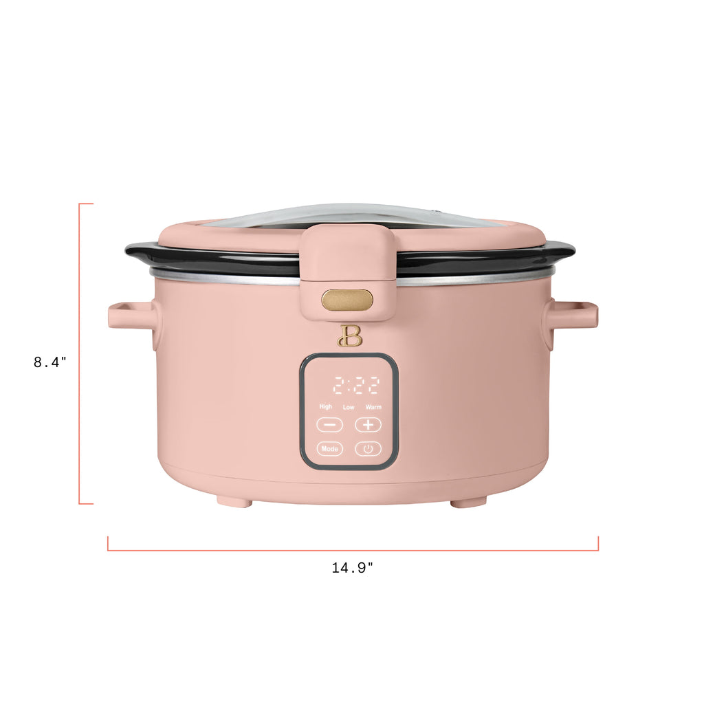 Beautiful 4 Qt Digital Slow Cooker with Hinged Locking Lid, Thyme Green by Drew Barrymore
