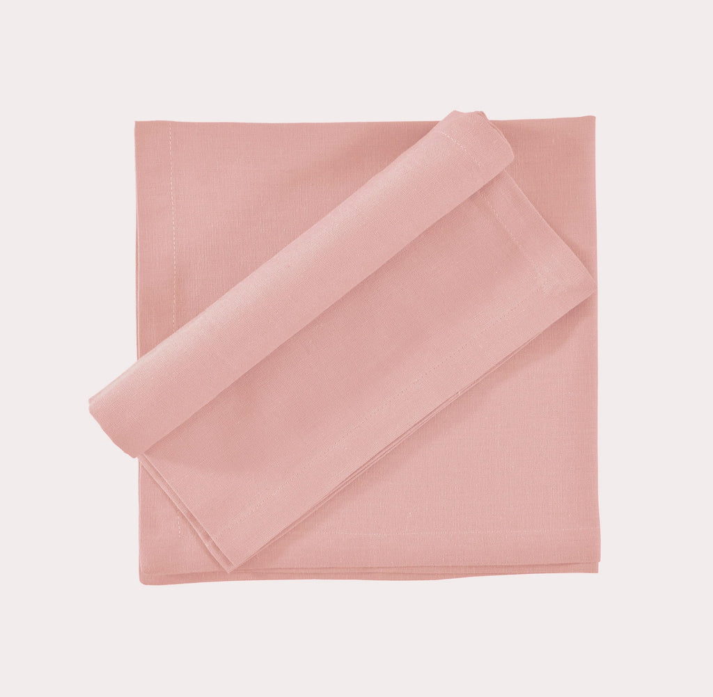 Fingercraft Cloth Napkin, Solid Color Cotton Linen Blend Table Napkins, Soft and Absorbent Fabric, Set of 12, Blush Pink