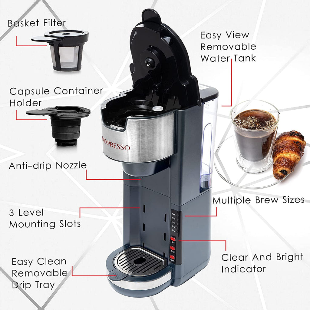 Mixpresso Single Serve Coffee Brewer, White