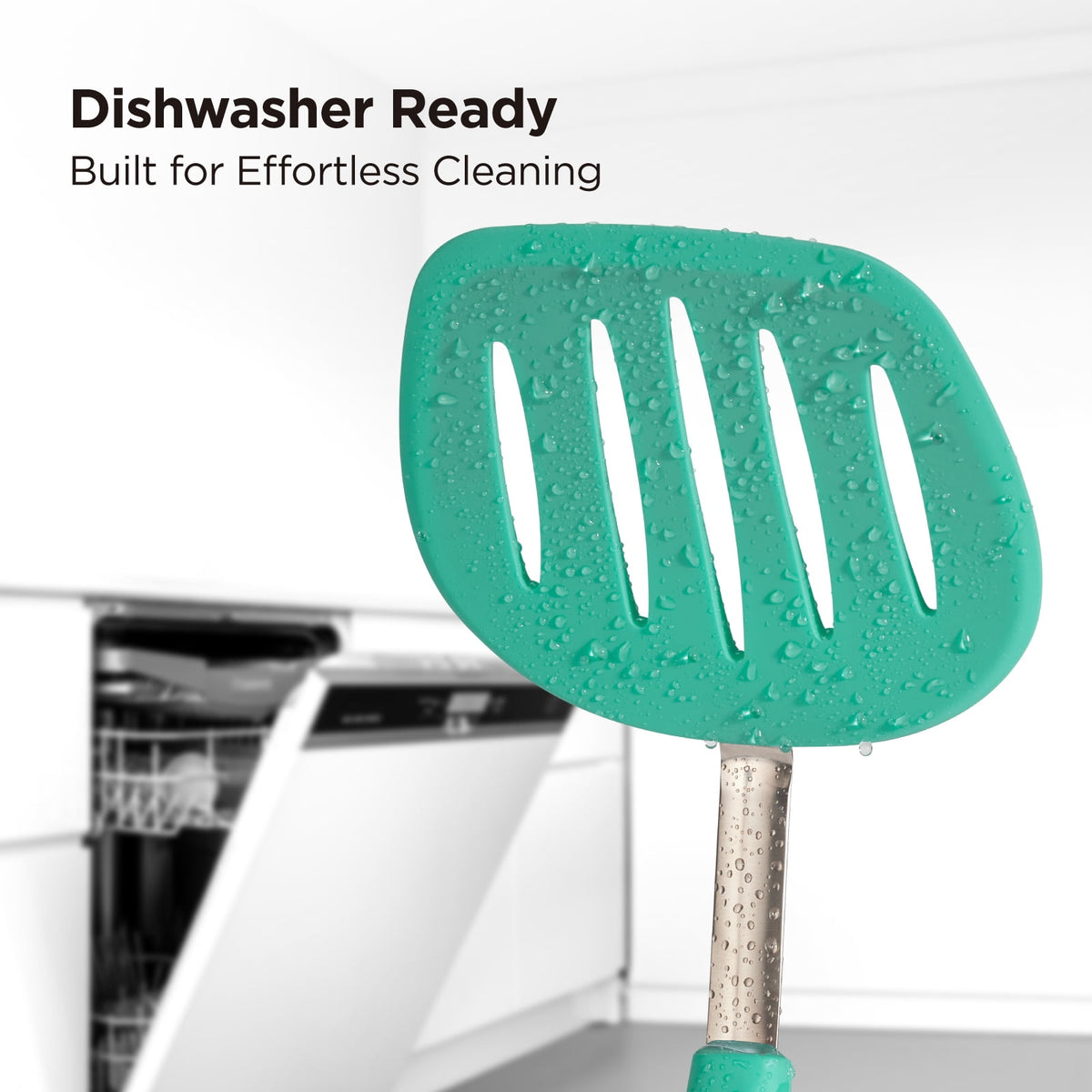 Kitchen Mama WaltzGrip Platinum Silicone Pancake Spatula Turner (Gray)