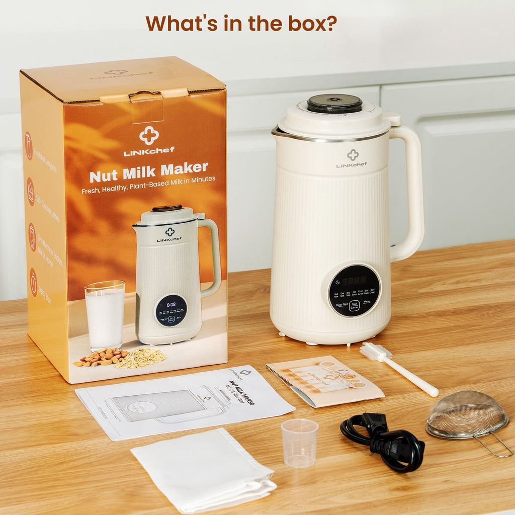 LINKChef Nut Milk Maker 40 oz Almond Oat Soy Milk Maker Blender with Self-Cleaning, Delay Start and Keep Warm, Homemade Dairy-Free Milk Machine for Hot & Cold Drinks