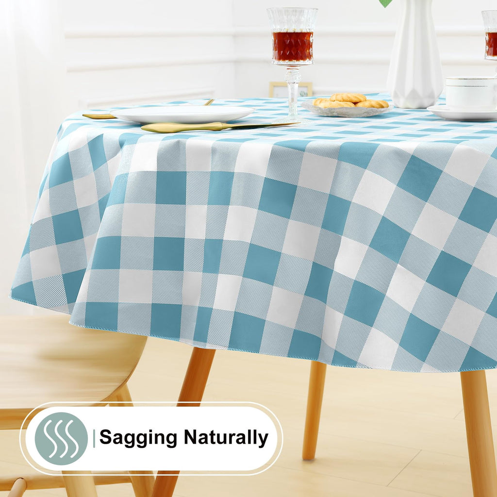 decorUhome Rectangle Tablecloth, Waterproof Vinyl Flannel Backed Table Cloth, Buffalo Wipeable Plastic Table Cover for Kitchen and Outdoor, Black and White, 60" x 84"
