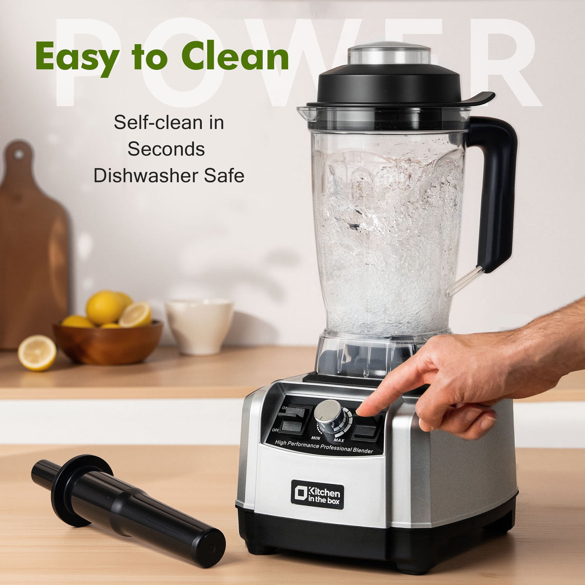Kitchen in the box 68 oz Countertop Blender, 1450W (2 HP) Smoothie & Ice-Crushing Blender with Stainless Steel Blades, BPA-Free Tritan Jar — Black