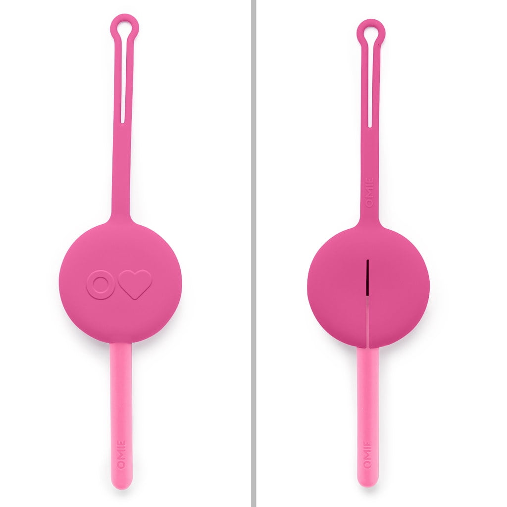 OmieBox OmiePod Kids Utensils Set with Case - 2 Piece Plastic, Reusable Fork and Spoon Silverware with Pod for Kids, Travel, Lunch Boxes - Bubble Pink by OmieLife