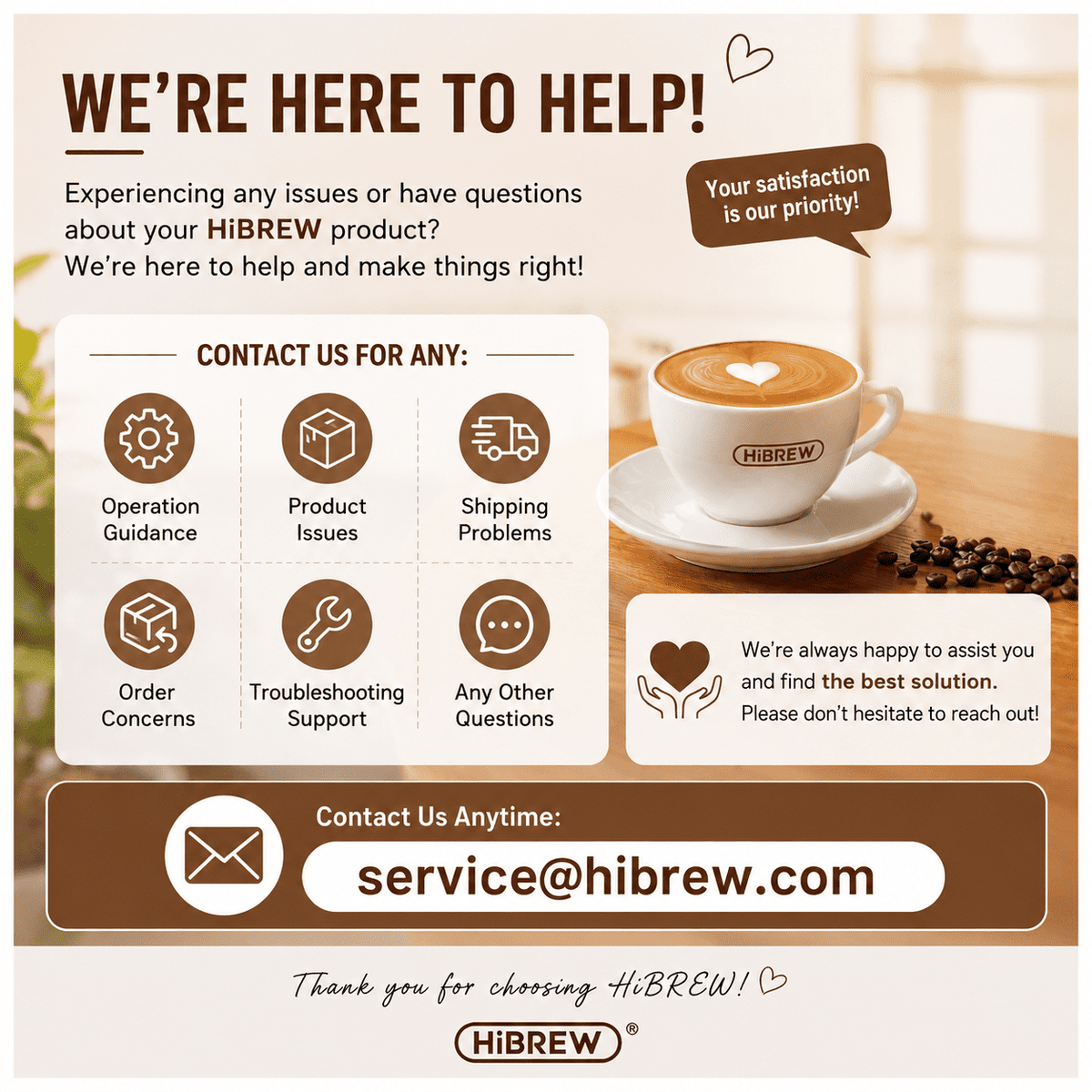 HiBREW 58mm Espresso Machine H10A, 20 Bar Coffee Maker with PID Temperature Control &Steam Wand, Stainless Steel Coffee Machine for Home Use