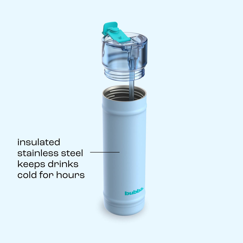 Bubba 24oz DualSip Insulated Stainless Steel Water Bottle with Straw & Sip Lid, Ocean Energy Blue/Purple