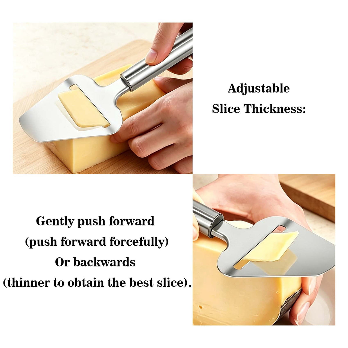thovorrnl 2 Pcs Stainless Steel Cheese Slicer Set, Adjustable Wire Cutter