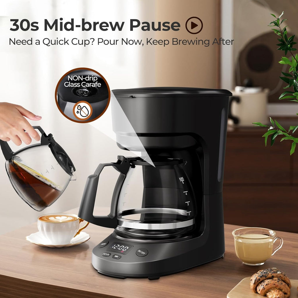 Moifoi Coffee Maker 2-in-1 Single Serve Coffee Machine, for K-Cup Coffee Capsule Pod, Ground Coffee Powder Brewer, Black
