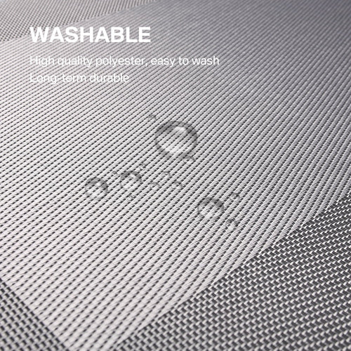 6pcs Placemats PVC Place Mats and Coasters Washable Non-Slip Heat Resistant Table Mats for Kitchen Dining Table Home Restaurant 12"×18", Sliver