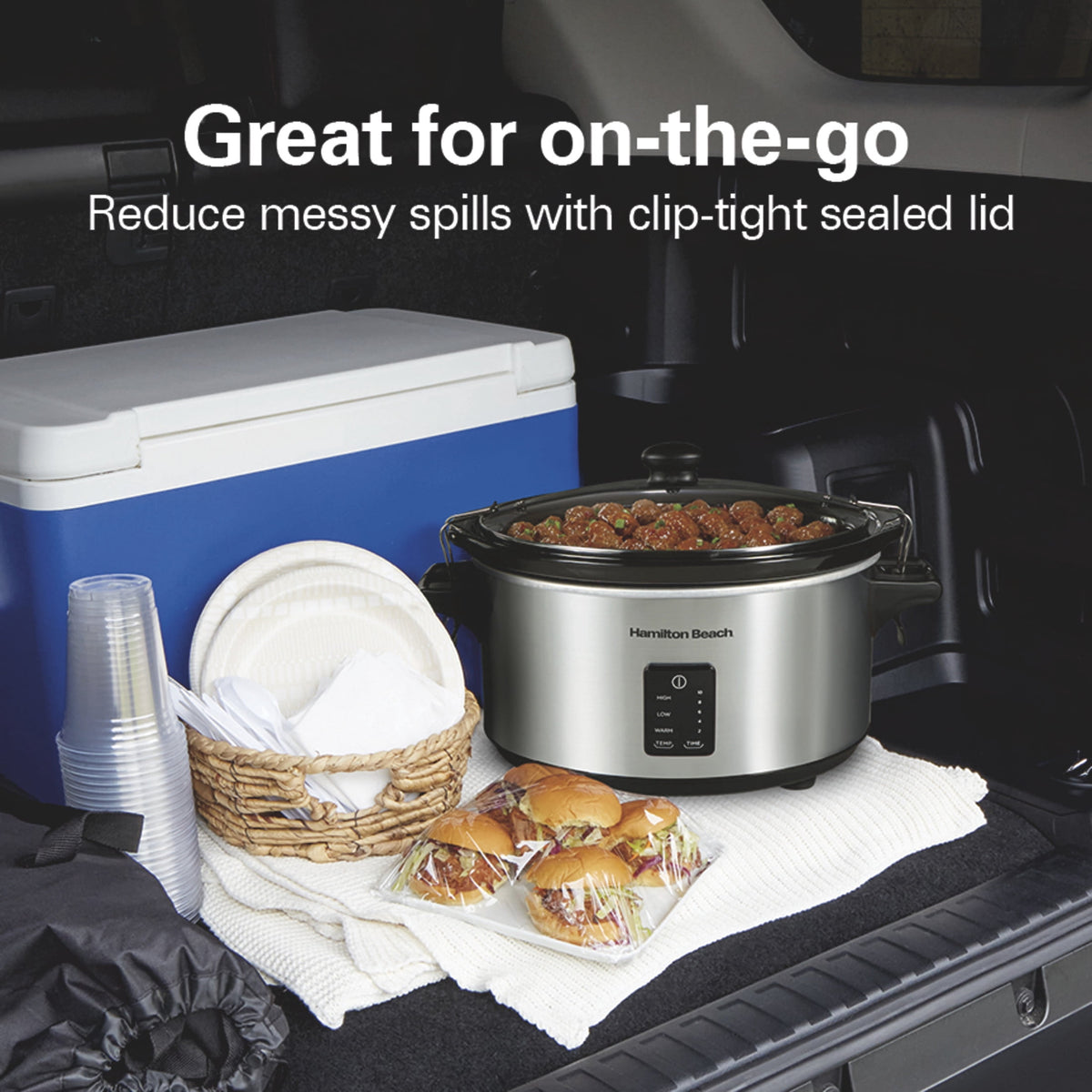 Hamilton Beach 7 Qt Programmable Slow Cooker, Stoneware Crock with Removable Pot, Stainless Steel