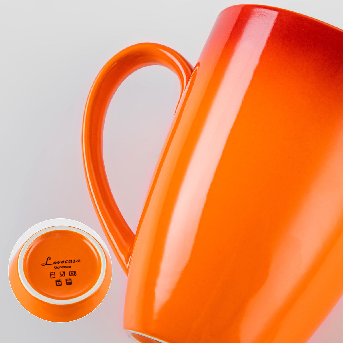Vancasso Coffee Mugs Set of 4, 20oz Large Stoneware Mug, Tea Cups with Handle, Dishwasher and Microwave Safe, Ombre Orange