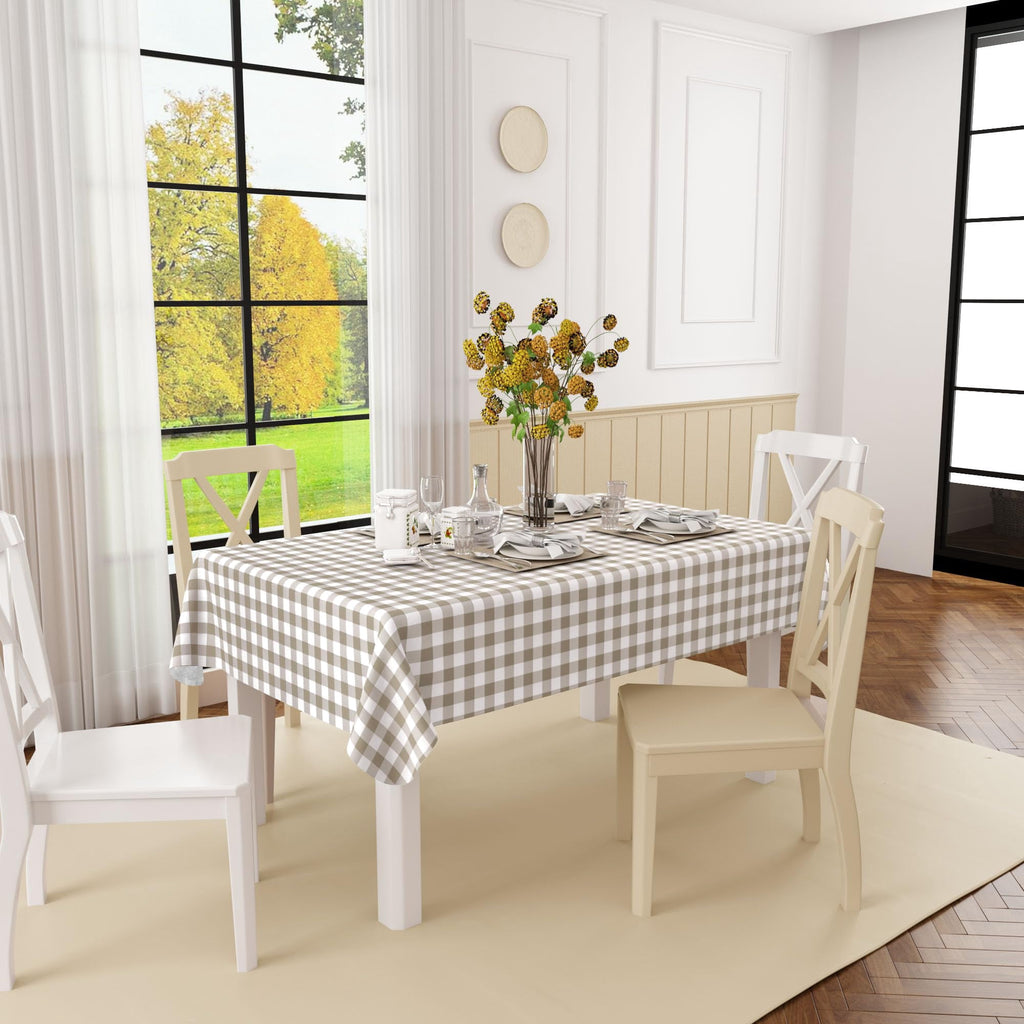 decorUhome Rectangle Tablecloth, Waterproof Vinyl Flannel Backed Table Cloth, Buffalo Wipeable Plastic Table Cover for Kitchen and Outdoor, Black and White, 60" x 84"
