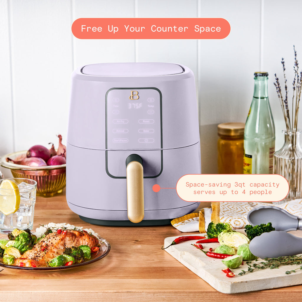 Beautiful 3 Qt Air Fryer with TurboCrisp Technology, EverGood Non-Toxic Ceramic Nonstick Coating, Chocolate by Drew Barrymore