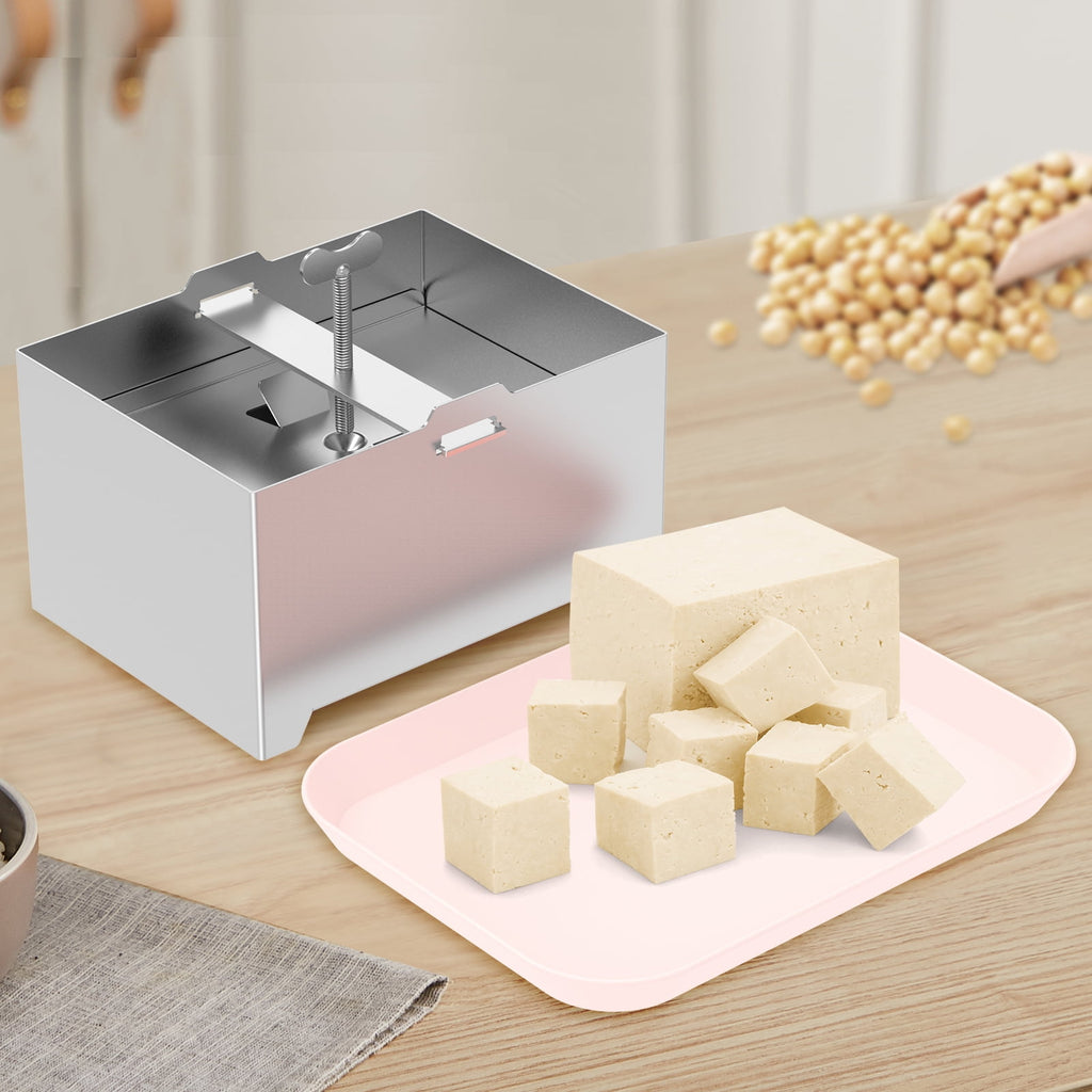 Ihvewuo Stainless Steel Tofu Press, Pressure Adjustable Tofu Press Maker with Drip Tray, Silver