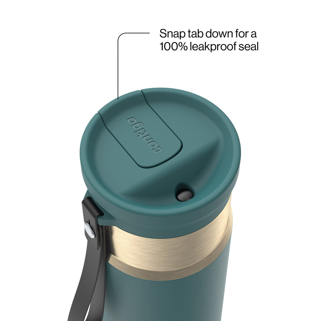 Contigo 16oz SnapSeal Insulated Stainless Steel Water Bottle, Licorice Black/Bronze