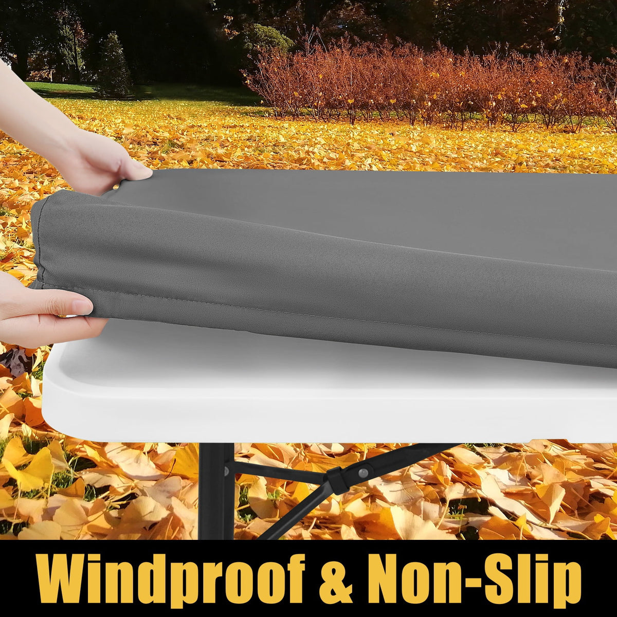 Smiry Rectangle Picnic Tablecloth, Waterproof Wipeable Table Cloth, Washable Elastic Table Cover for Outdoor and Indoor, 30"x72", Black