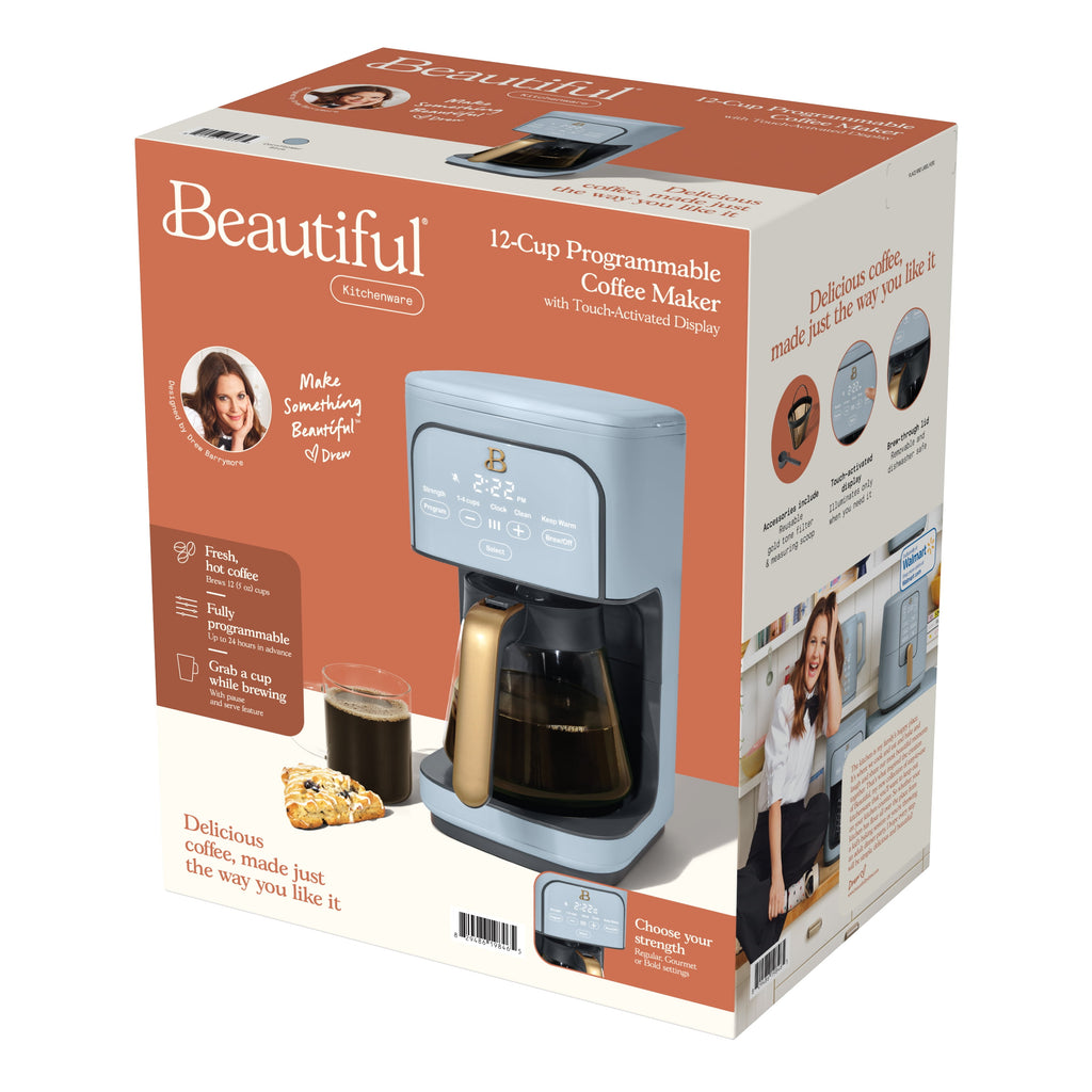 Beautiful 12 cup Programmable Coffee Maker, Thyme Green by Drew Barrymore