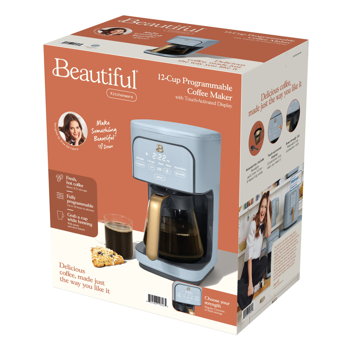 Beautiful 12 cup Programmable Coffee Maker, Thyme Green by Drew Barrymore