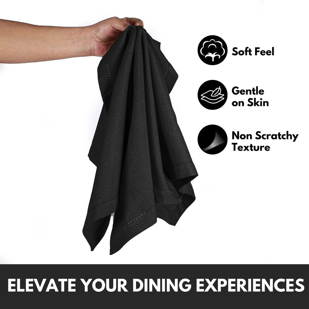 Softopia Cotton Hemstitch Table Fabric Cloth Napkins 18"x18", Set of 12, Lemon Yellow