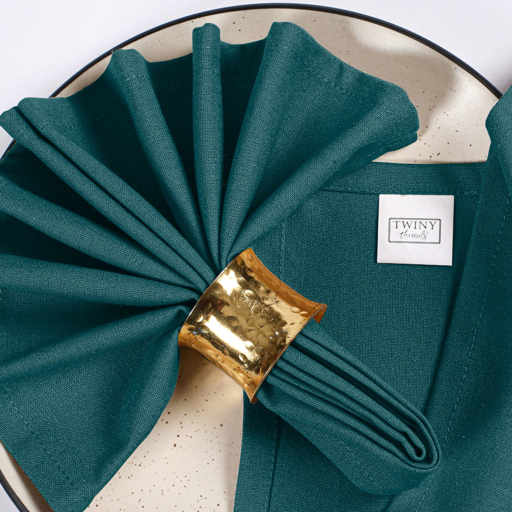 Twiny Threads Set of 4 Solid Reusable Cloth Dinner Napkins - Sandal Yellow