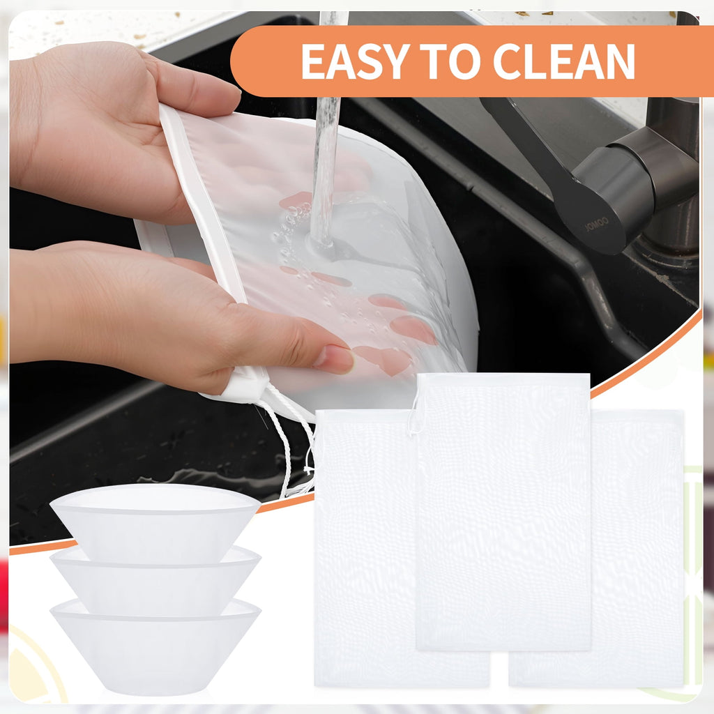 Topekada 6 Pcs Nut Milk Bag and Filter Set, 2-Design Cheese Cloth Bag for Straining, Reliable Washable Reusable Cheesecloth Bags for Tea Milk Yogurt Juice Wine Cold Brew Coffee