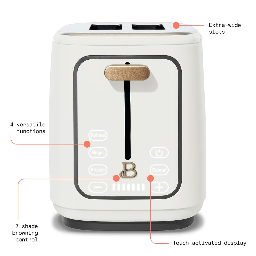 Beautiful 2 Slice Toaster with Touch-Activated Display, Thyme Green by Drew Barrymore