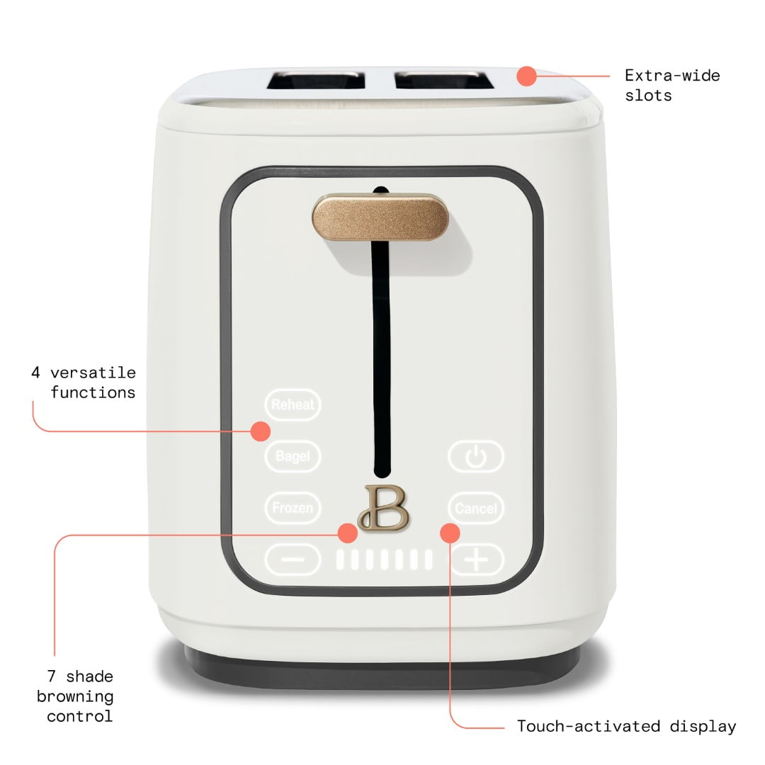 Beautiful 2 Slice Toaster with Touch-Activated Display, Thyme Green by Drew Barrymore