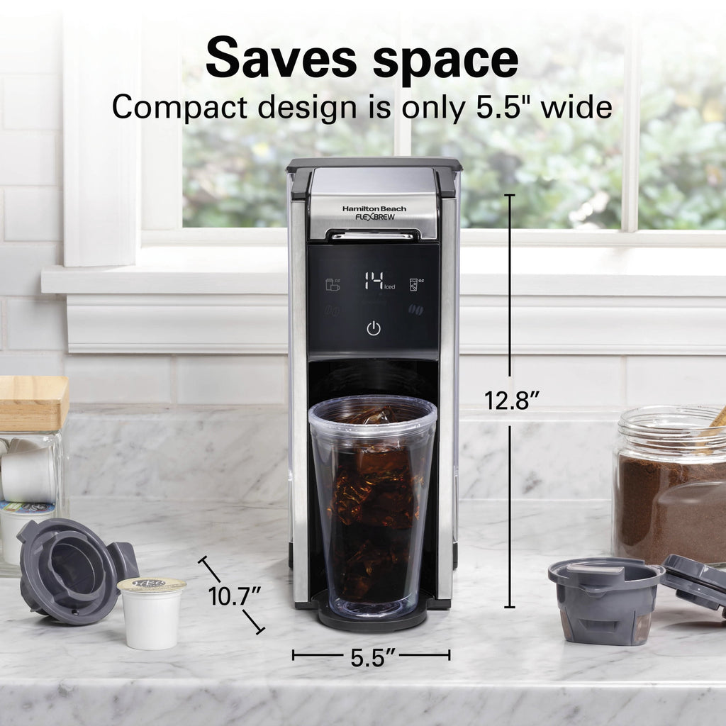 Hamilton Beach FlexBrew 4-in-1 Coffee Maker, Single Serve & Full Pot Coffee Brewer with Removable 45 oz Water Reservoir