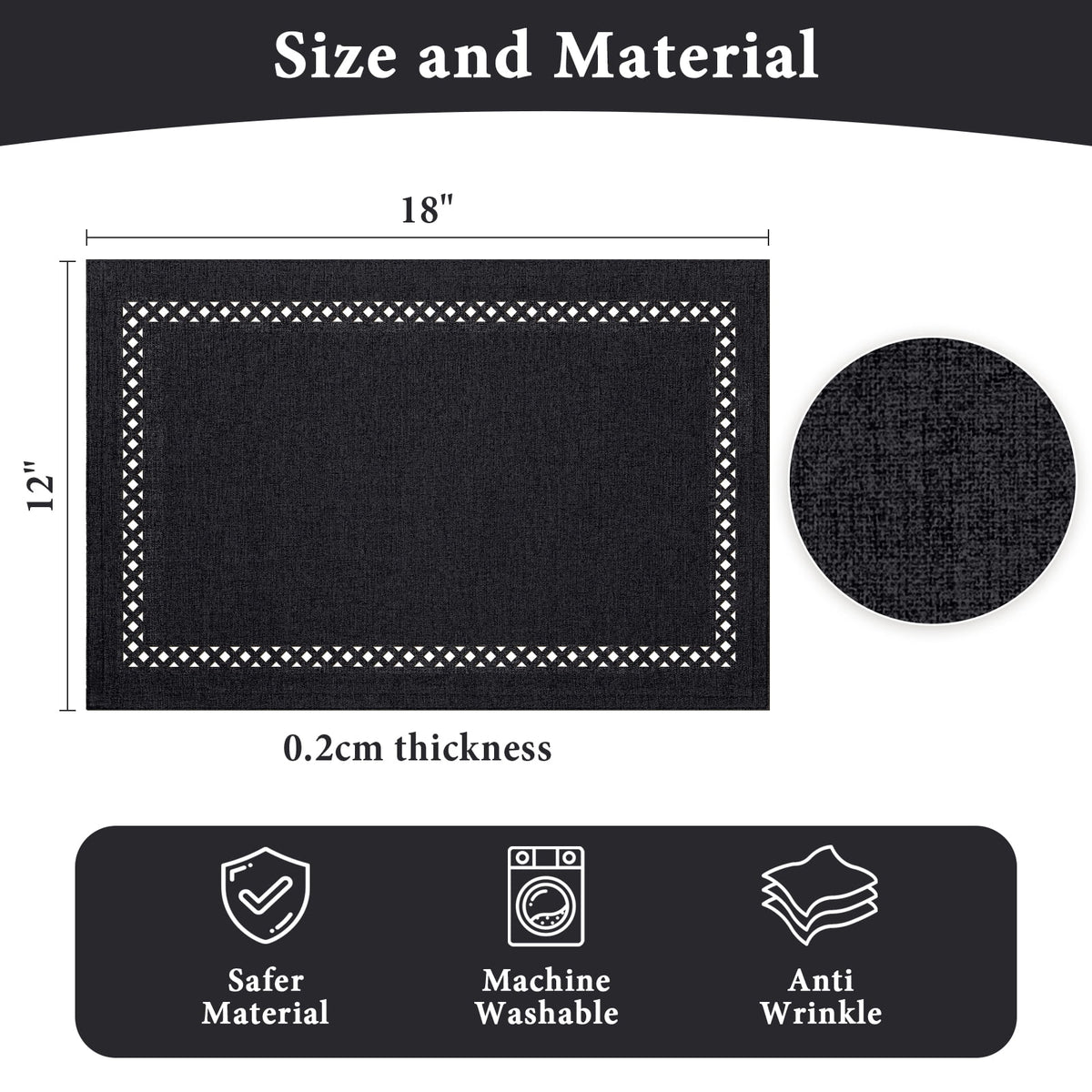 Placemats Set of 4, Yamaziot Double Layer Cloth Fabric Heat Resistant Place Mat, Washable Reversible Rectangle Dining Table Mats, Hollow Khaki, 12"x18"