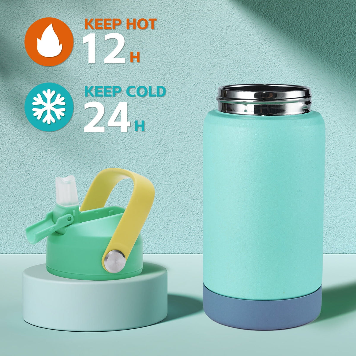 Hawsaiy 12oz Kids Insulated Water Bottle with Straw Lid, Leak-Proof Stainless Steel BPA-Free Thermos for School Boys and Girls