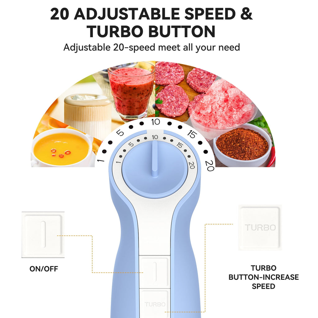 LINKChef Immersion Blender, 1000W 20-Speed 5-in-1 Hand Blender with Turbo Mode, Scratch-Resistant Stick Blender for Baby Food, Ice & Smoothie(Black)