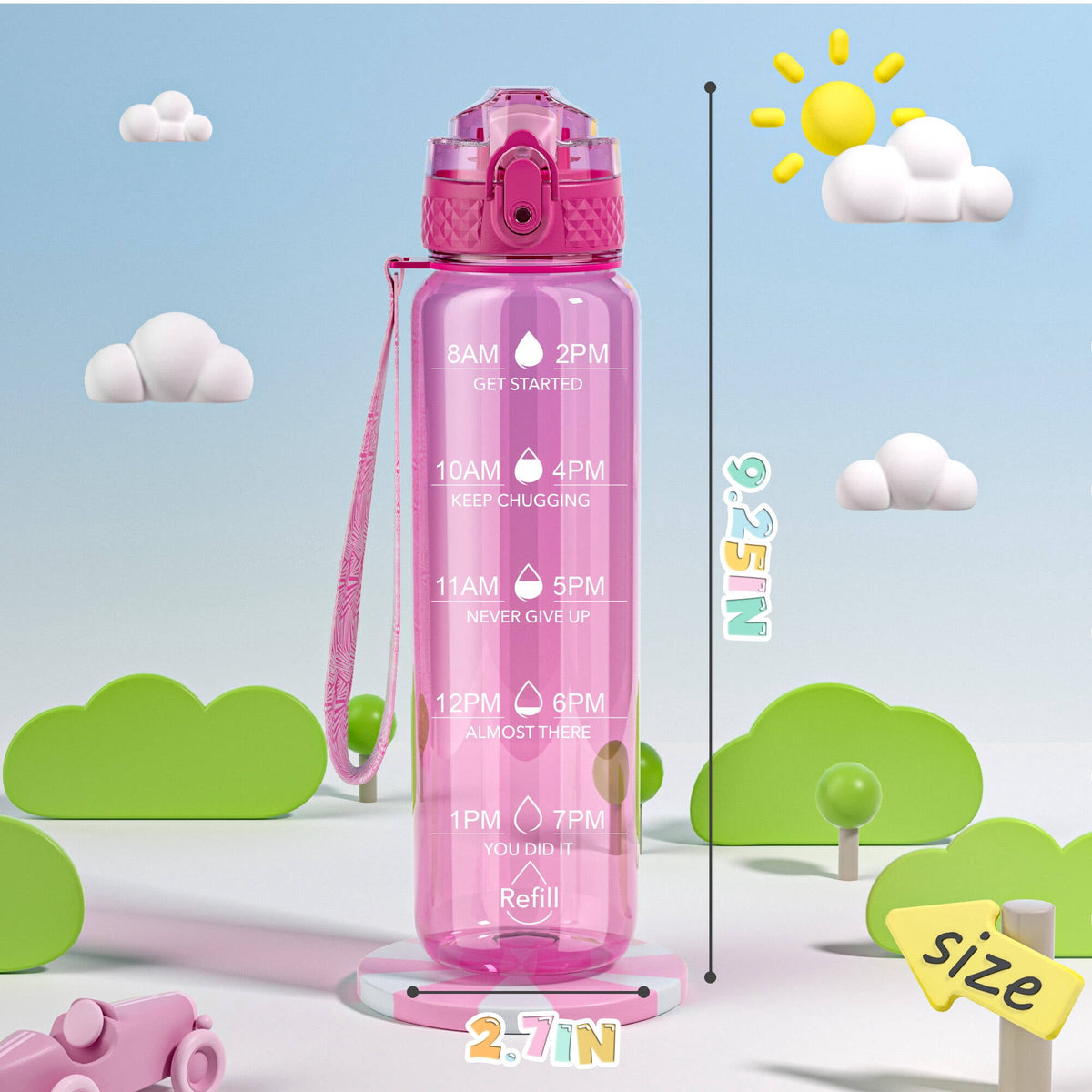 Oldley Transparent Tritan Kids Bottle – 17oz Straw Water Bottle with One-Hand Open Button, Lockable Leak-Proof Lid, Ideal for Daily Hydration