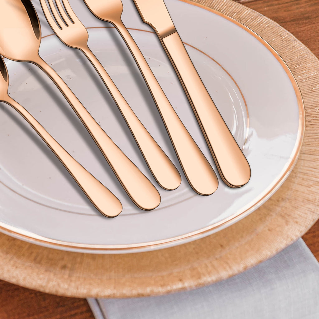 20 Piece Silverware Set, ENLOY Stainless Steel Solid Flatware Cutlery for 4, Modern & Elegant Design, High Quality Gift