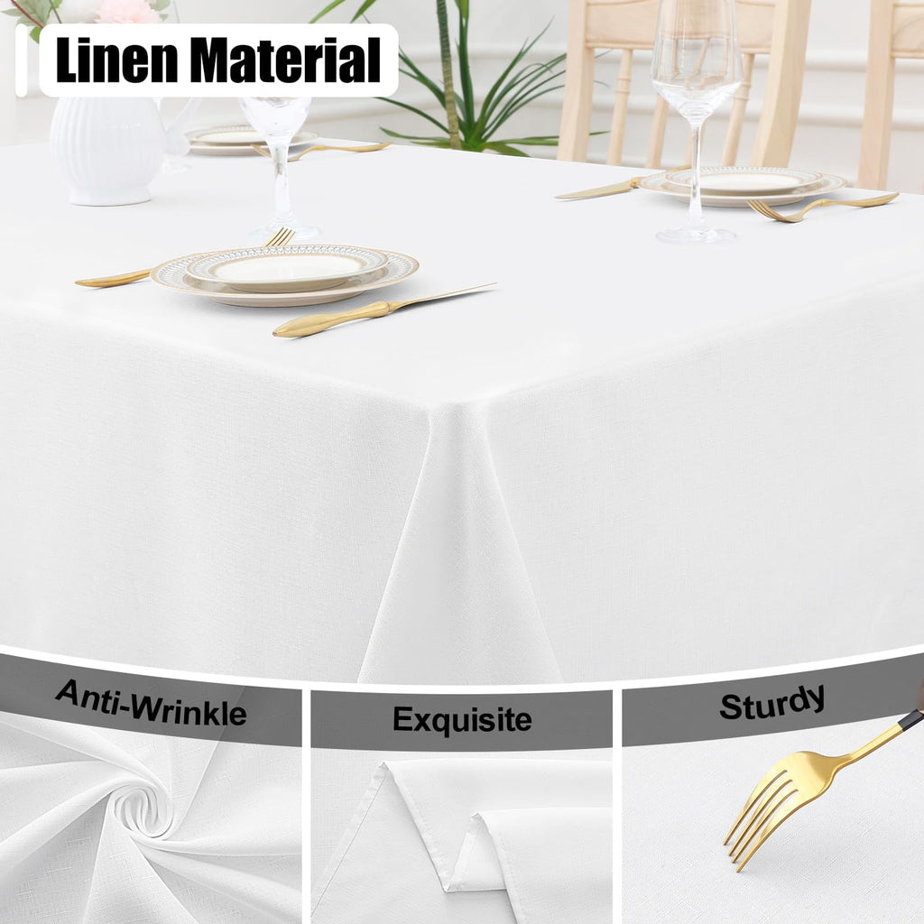 decorUhome Linen Rectangle Tablecloth 52x70 inch, Stain and Wrinkle Resistant Washable Table Cloth, Decorative Waterproof Fabric Table Cover for Dining Party, Sage Green