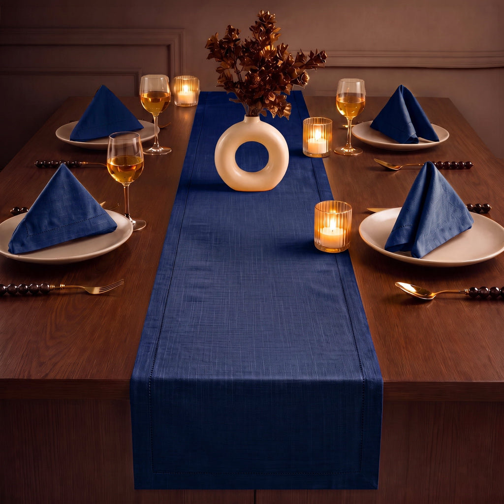 Fingercraft Table Runners, Cotton Dinner Table Centerpiece with Beautiful Premium Lace, Home and Dining Aqua-90