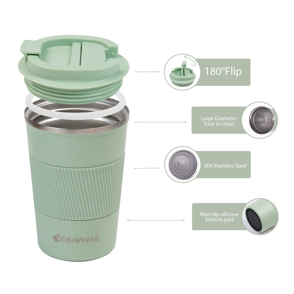 Aquaphile Vacuum Insulated Coffee Travel Mug - Double Walled Reusable Tumbler Cups Light Blue 17 Fluid Ounces