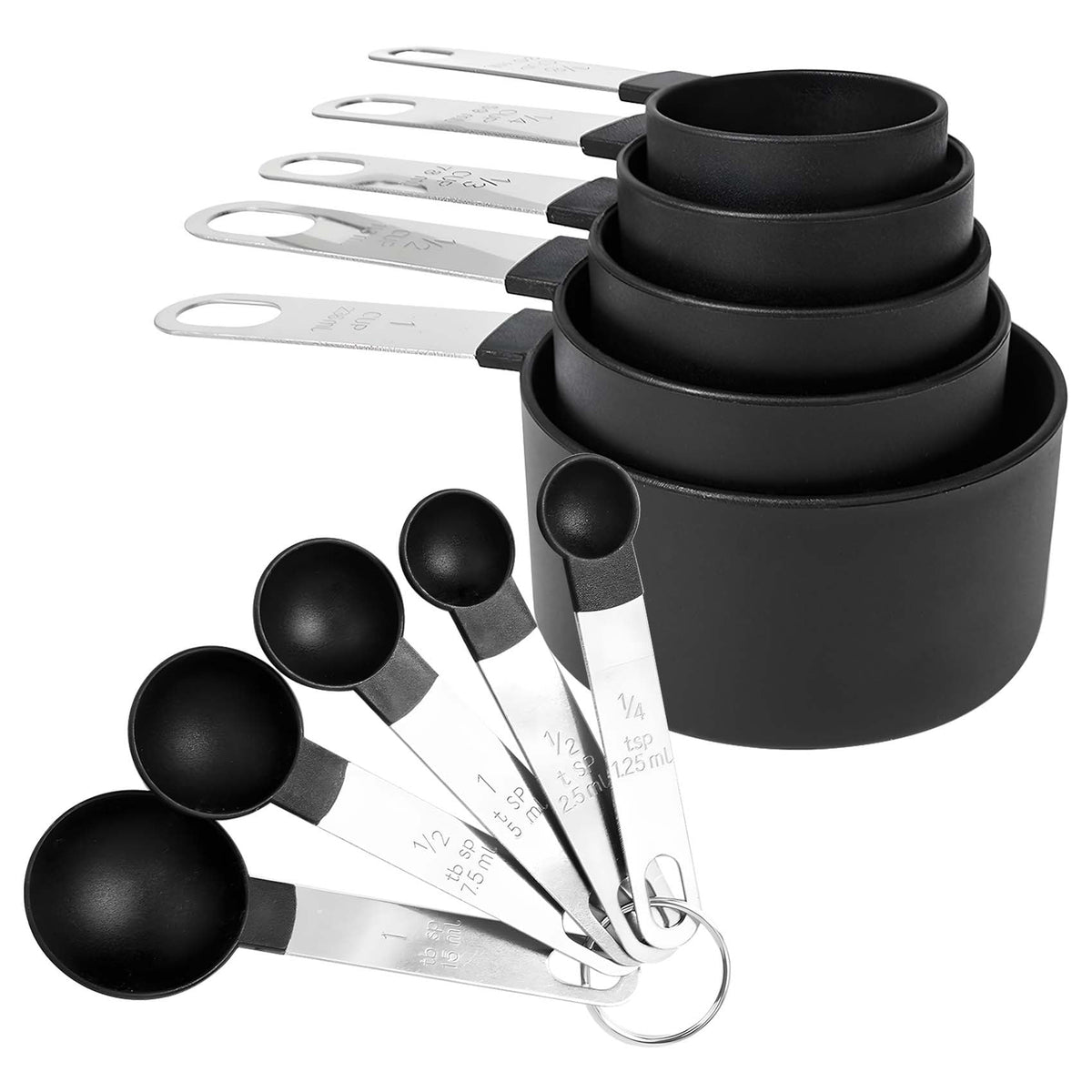 10 Piece Measuring Cups and Spoons Set, Measuring Tools with Stainless Steel Handles, Kitchen Gadgets for Baking & Cooking, Fits for Measuring Dry and Liquid