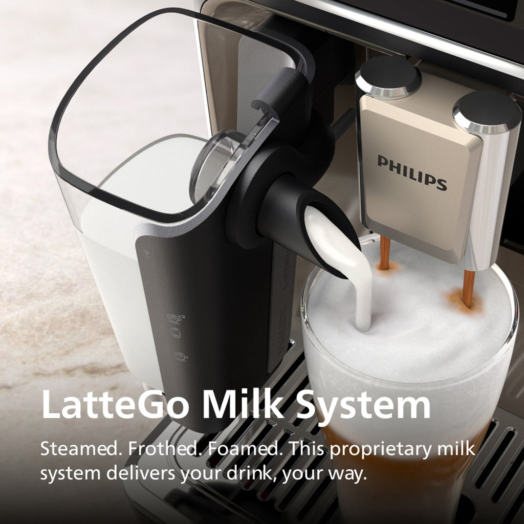 Philips 3300 LatteGo Automatic Espresso Machine, Black Chrome, 15 Bar